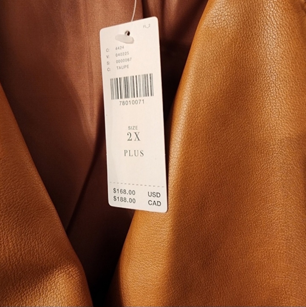 Anthropologie Caramel Faux Leather Jacket Plus Size 2Xl NWT - Picture 5 of 9